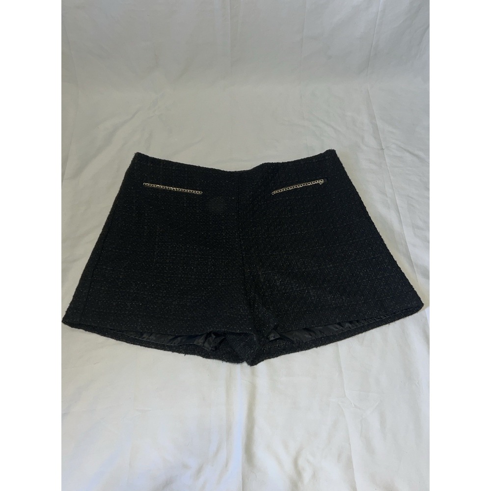 PRIMARK Tweed Textured Mini Skirt Pockets Lined Black Size 16
